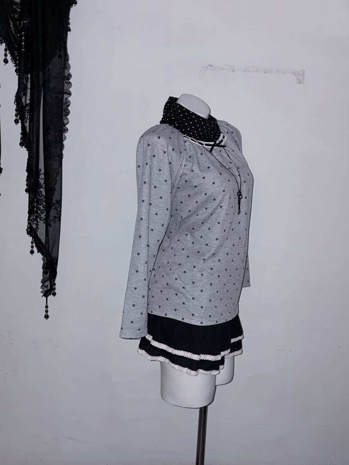 땡땡이 무채색 3pcs 공겜여주 무채색갸루 키치 갸루 러블리 로걀 상품이미지1