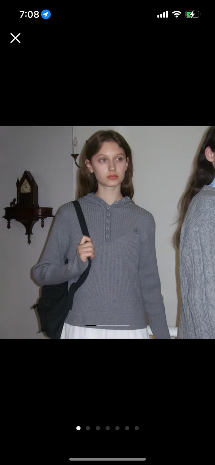 시눈 hooded button knit top (melange grey) 상품이미지1