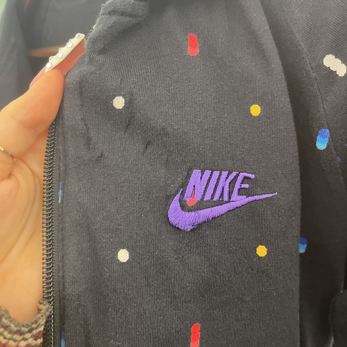 나이키 희귀 Y2K 레인보우 도트 리버시블 슬림 후드집업 M C10210 상품이미지8