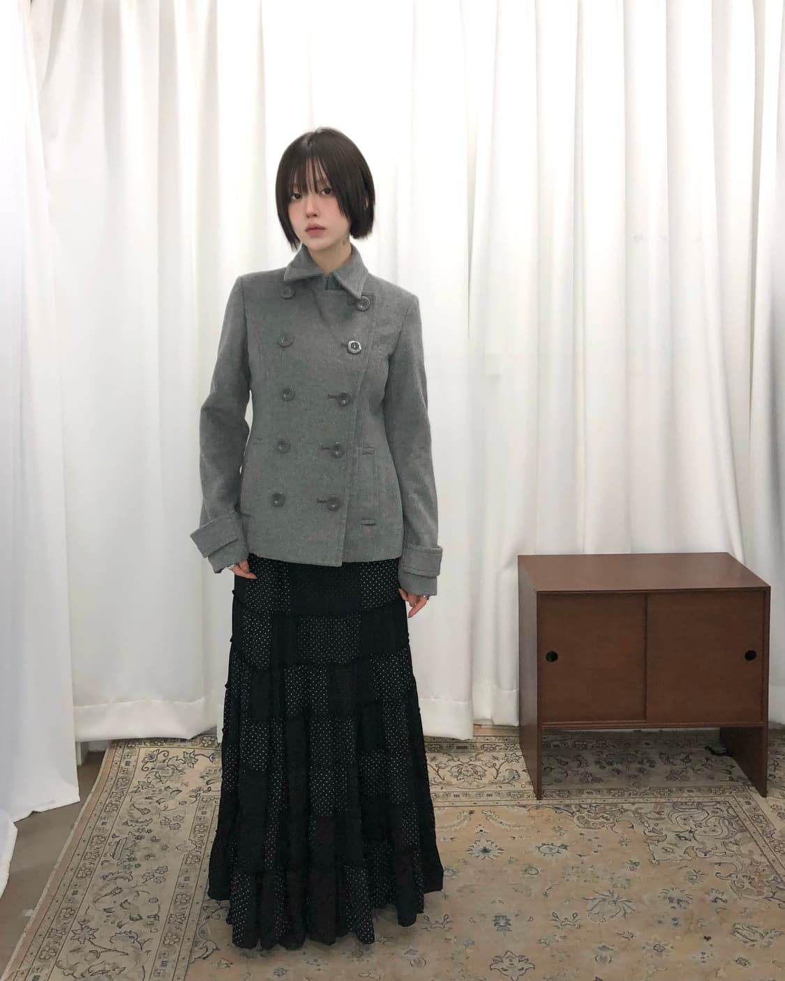 그레이 사이드 버튼 울 자켓 상품이미지1