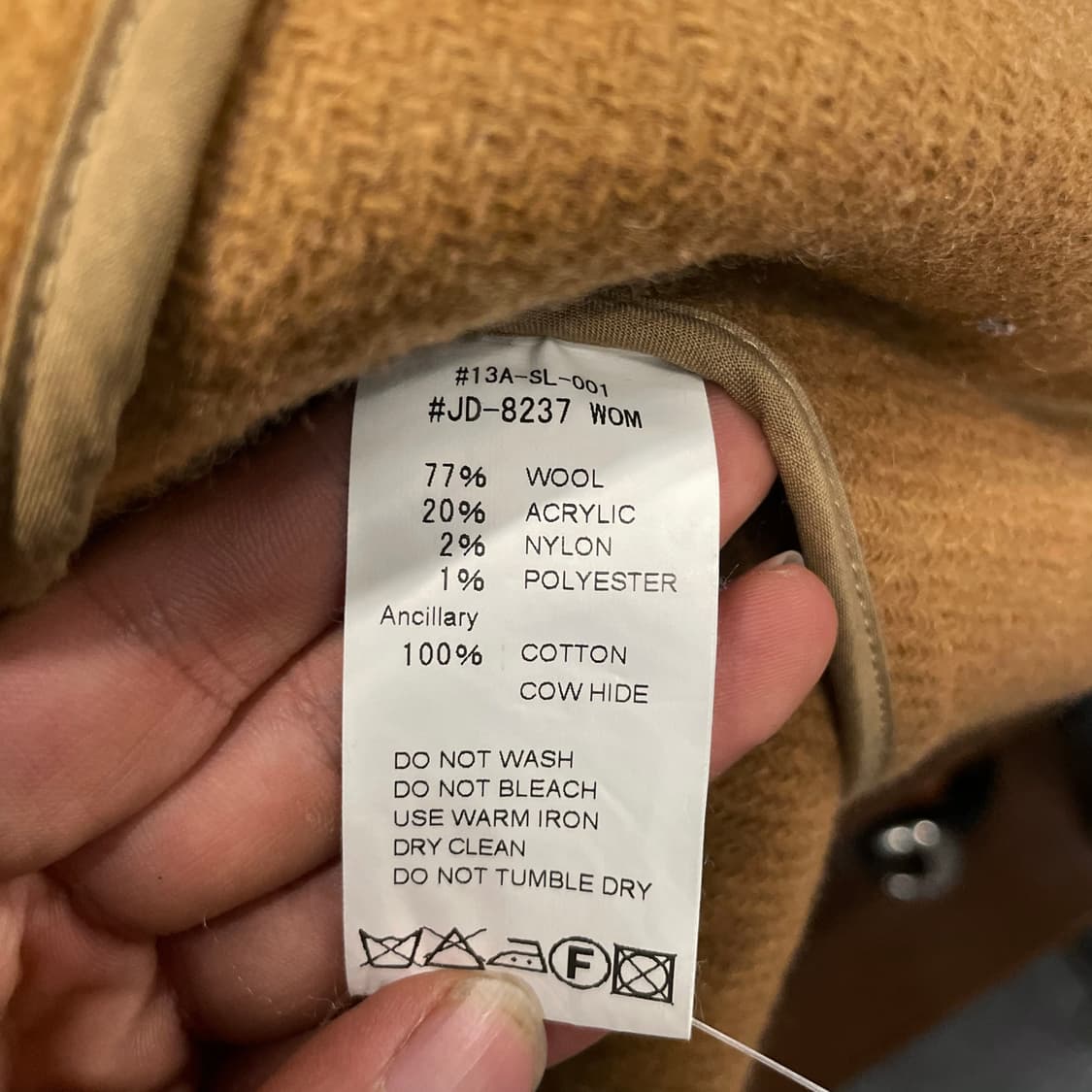 단톤 울 파일 싱글 라운드 카라 우먼 울 모직 자켓 N214 상품이미지10