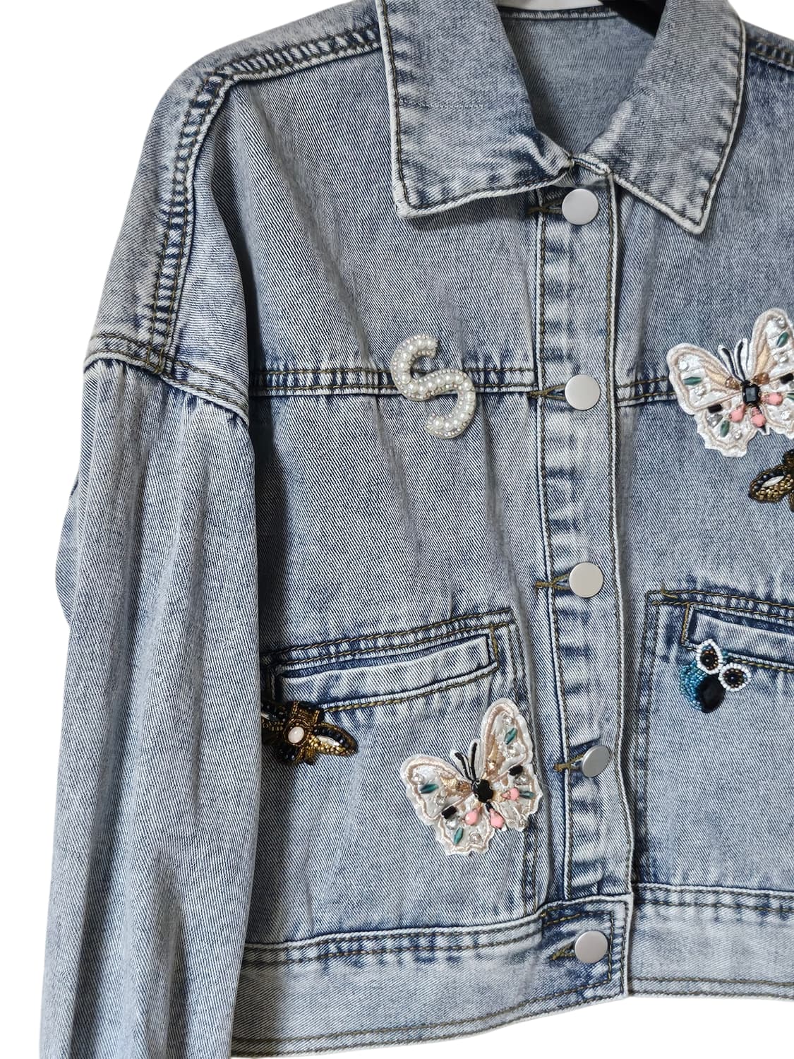 사틴 와펜 자수 데님자켓 55(FREE) | 여유핏 | S211N104A 상품이미지6