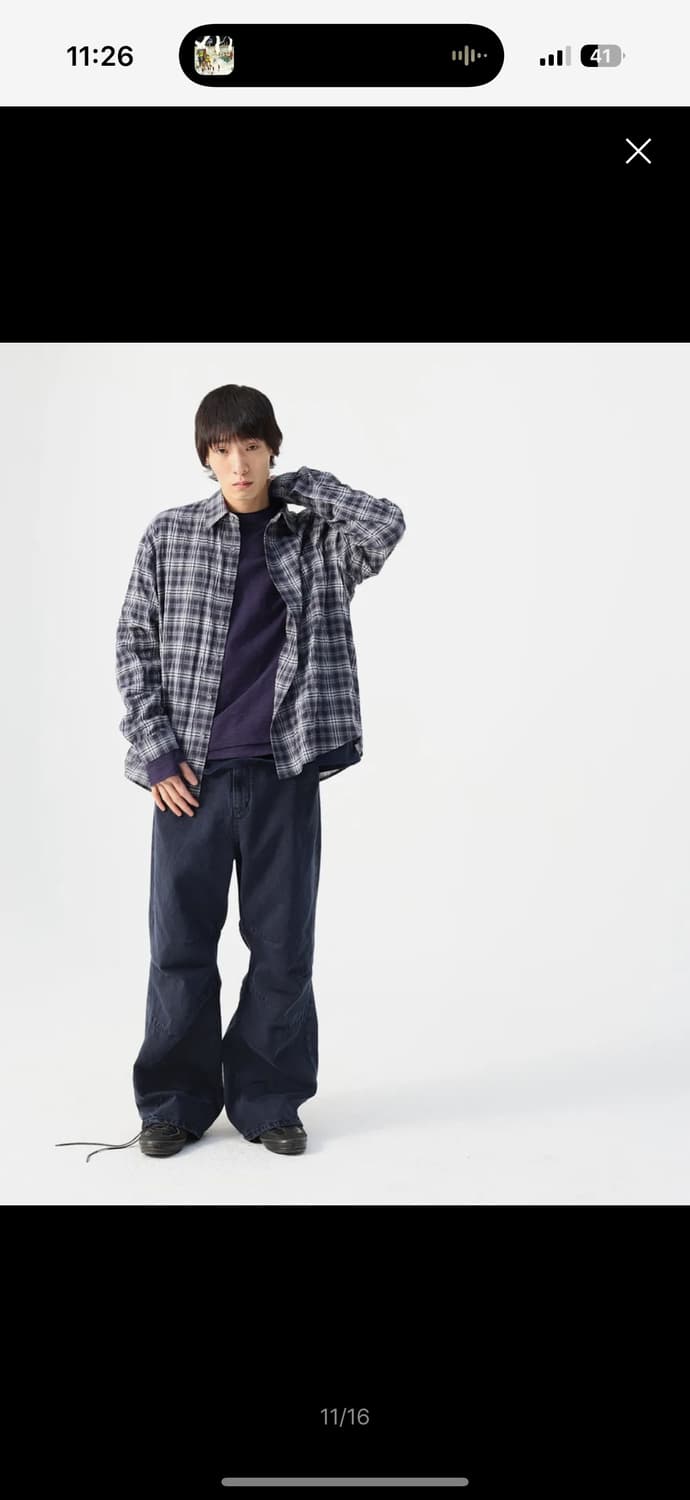 999휴머니티 이지 체크 셔츠 V15 (다크네이비) 상품이미지2