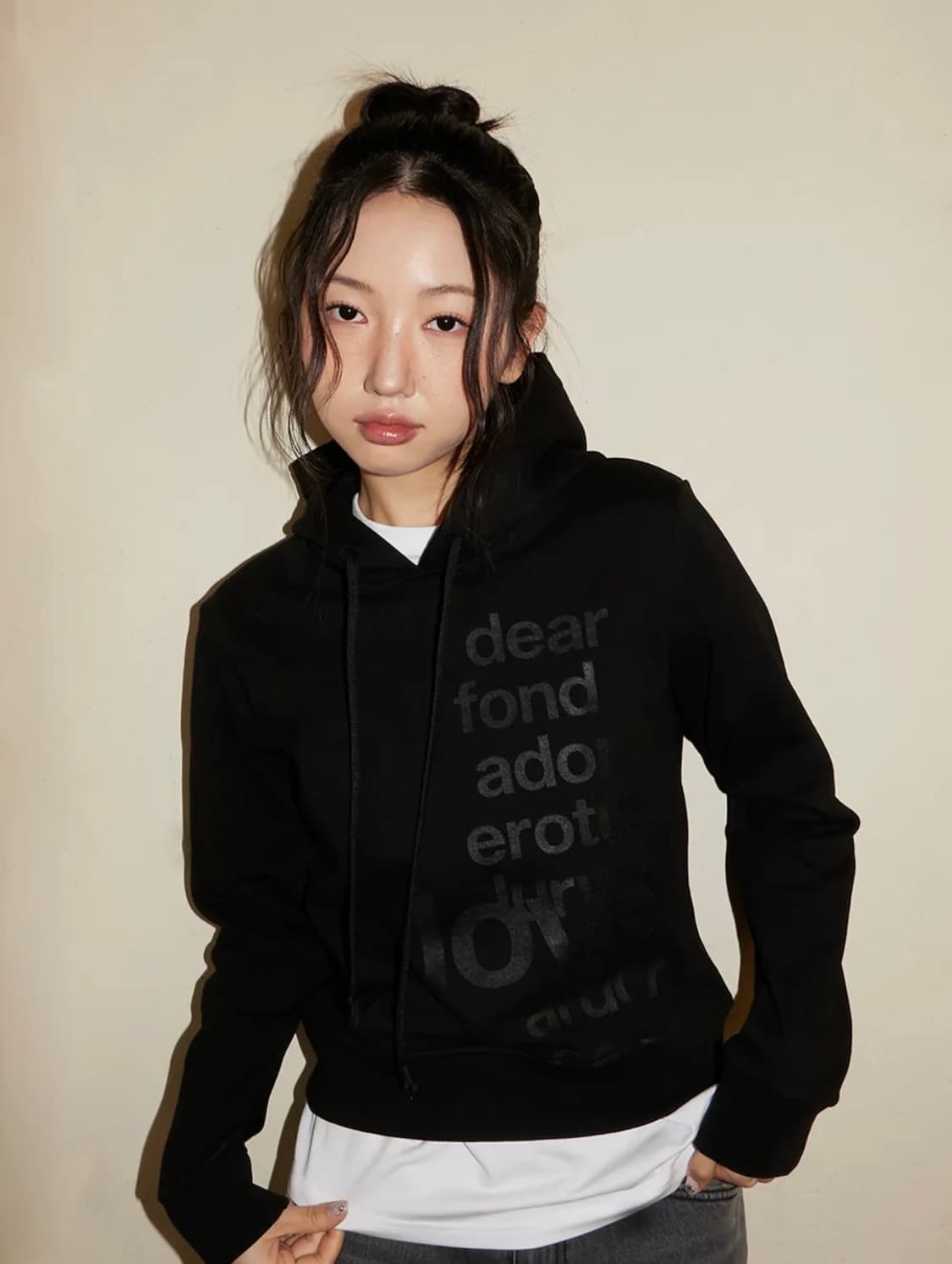 오피쉬 LETTERING HOODIE, BLACK 상품이미지2