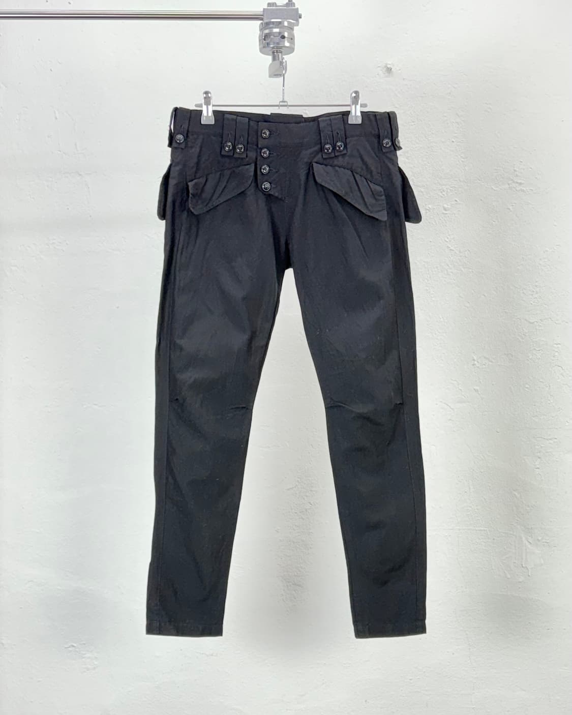 요지야마모토 와이즈 블랙 고시마 슬림 코튼 팬츠 상품이미지1