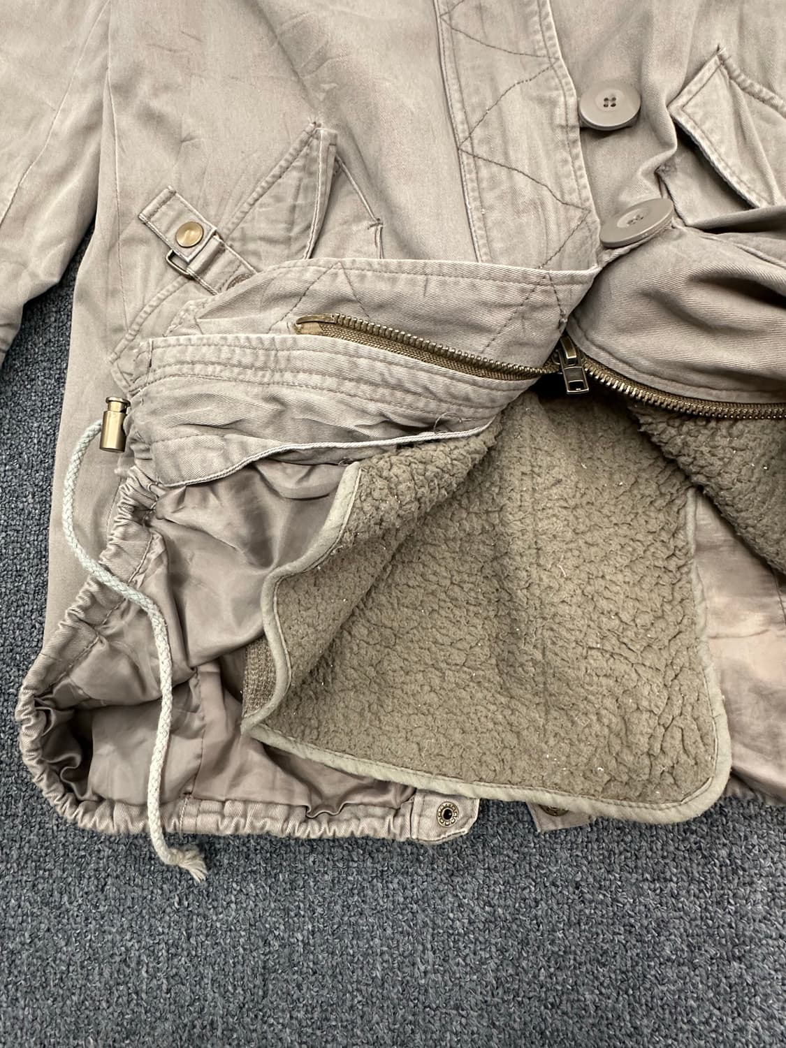 M)INGNI vintage 여성 베이지 퍼 후드 야상 자켓 상품이미지3