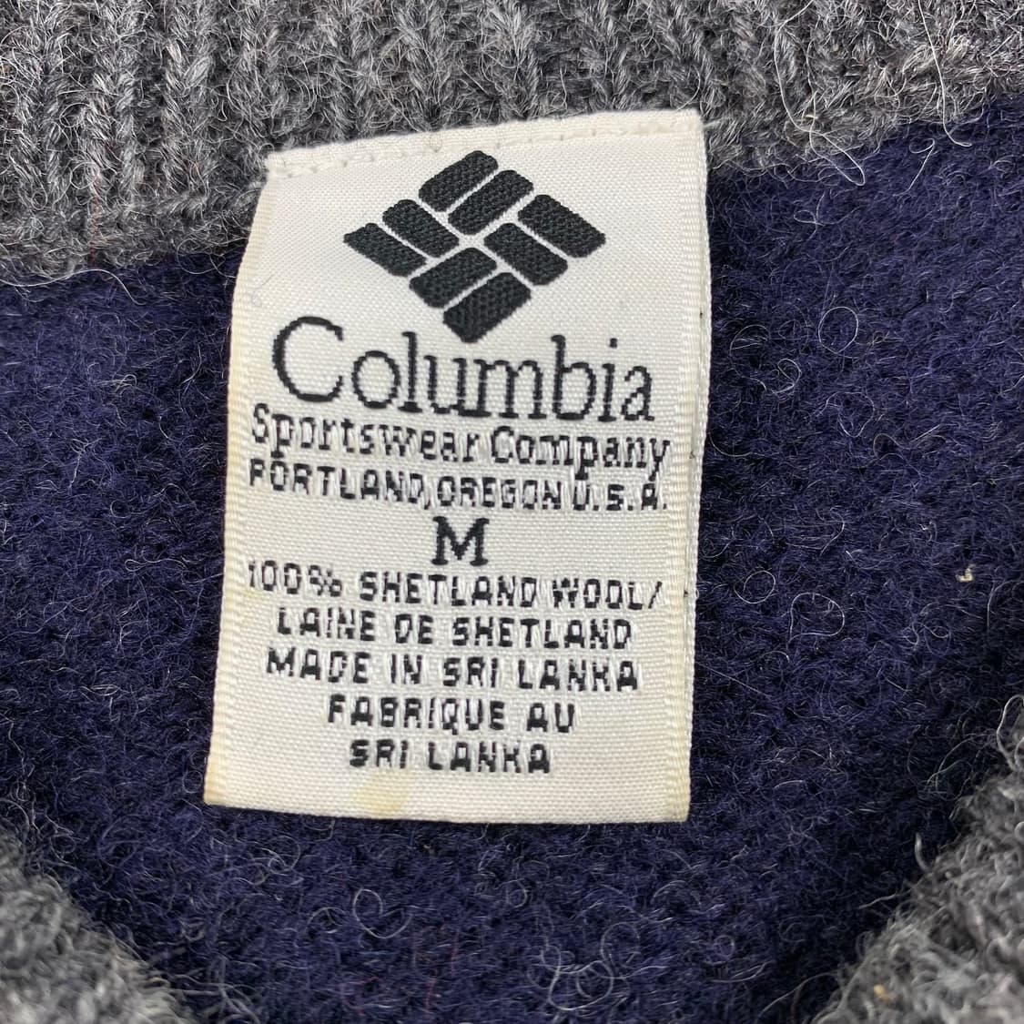 90s 컬럼비아 셔틀랜드 울 브이넥 니트 네이비 상품이미지6