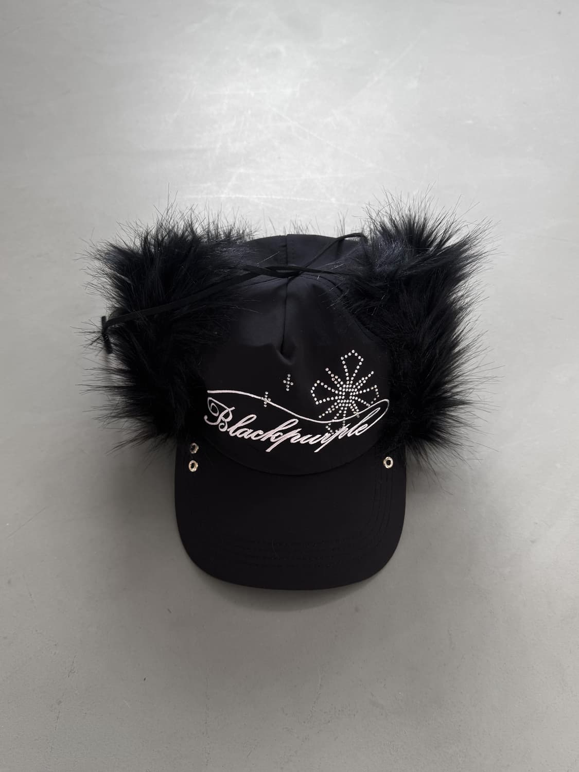 black purple fur ball cap 상품이미지1