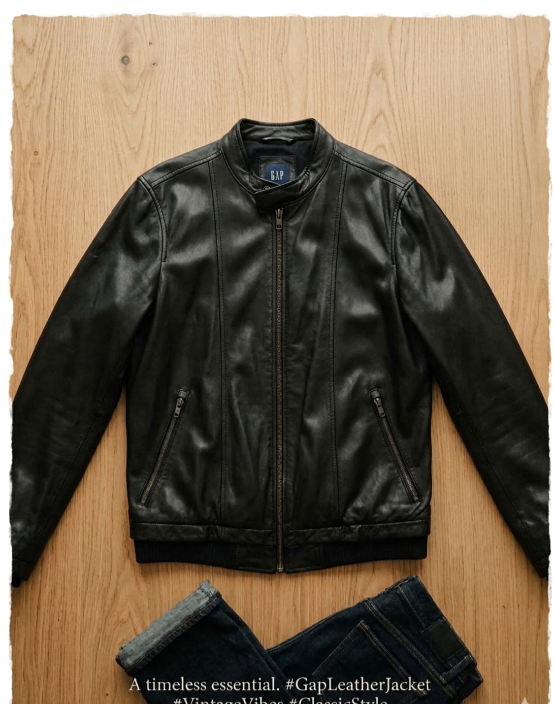 [GAP] 갭 정품 100% 천연 가죽 블루종 재킷 (M사이즈) 상품이미지1