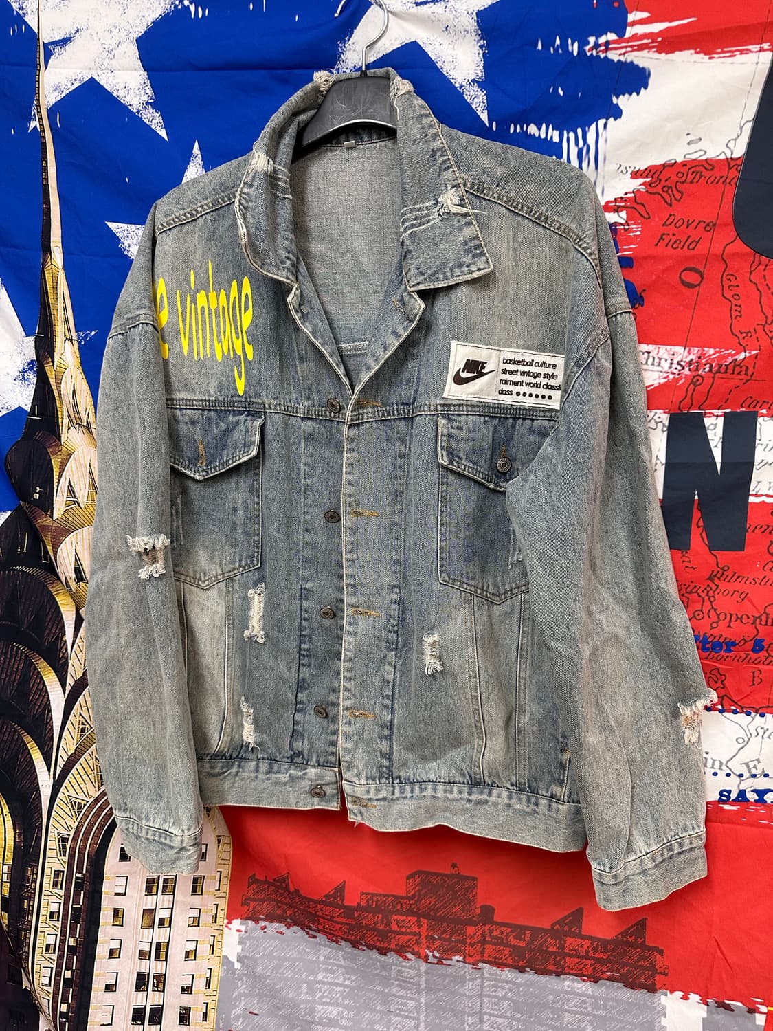 빈티지 레어커스텀 오버핏 워싱 데미지청자켓2XL 상품이미지2