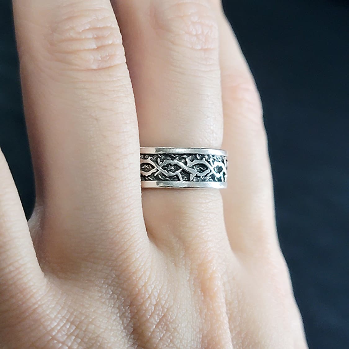 Thornbind 백동 남자 엔틱 빈티지 명품 고대 뿌리 가시 반지 상품이미지6