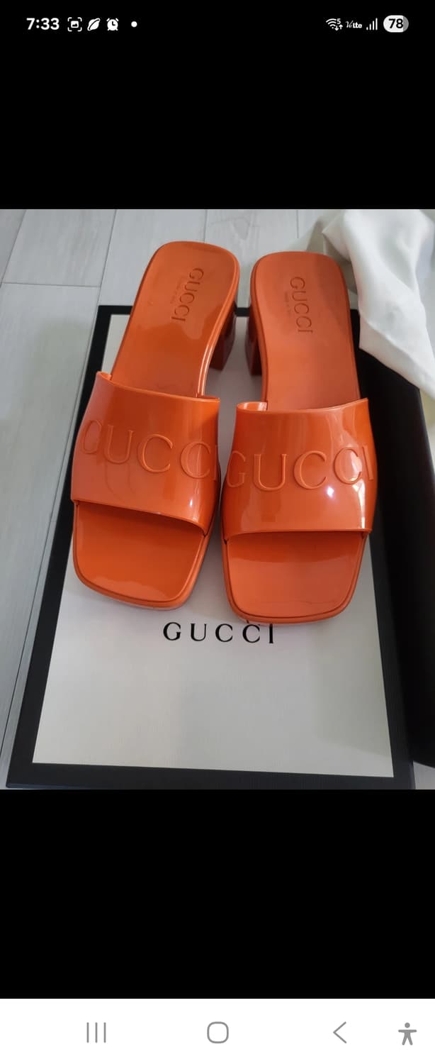 (정품)구찌 젤리 오렌지 뮬 힐 220-230 상품이미지4