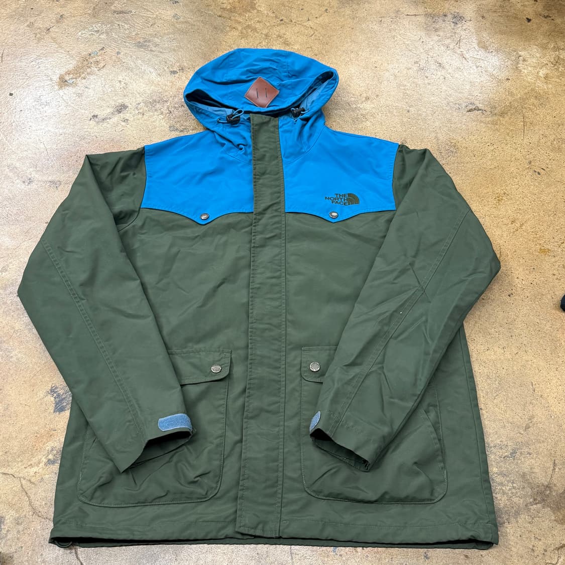 [정품/100] 노스페이스 블루 그린 후드 바람막이 자켓 b19 상품이미지2