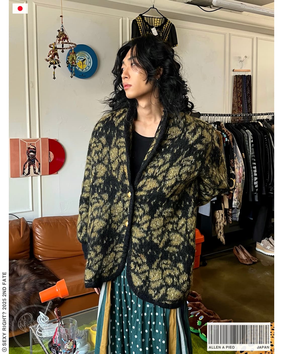 1980s Allen a pieo Mohair Rose Cardigan 상품이미지1