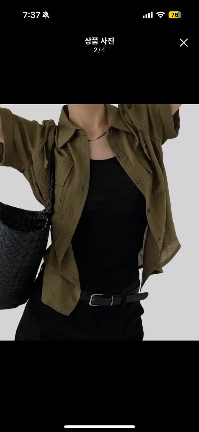 어텀 링클 반팔 셔츠 카키 상품이미지2