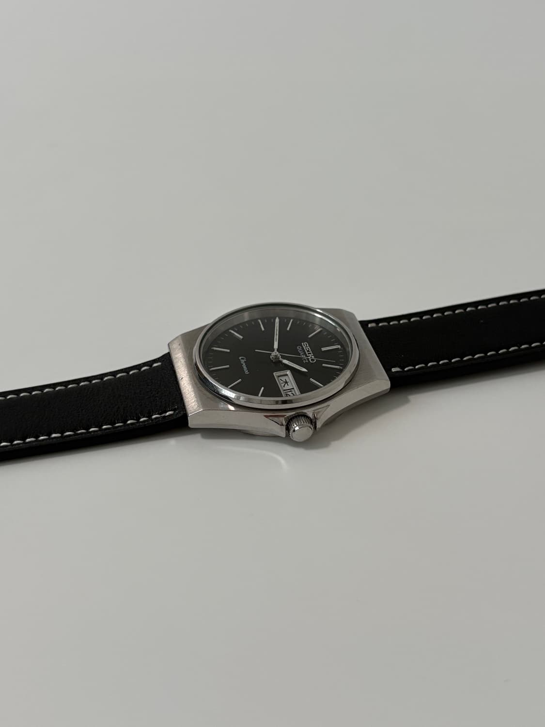 80s chronos black dial silver quartz 상품이미지6