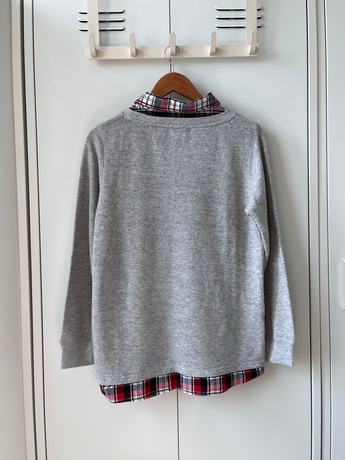 Sugaroa 체크 셔츠 레이어드 맨투맨 티셔츠 상품이미지9