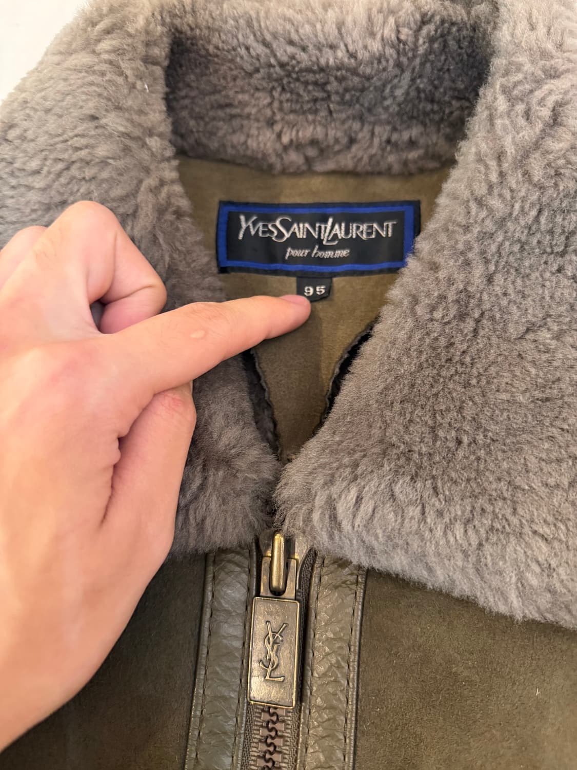 90s YSL 입생로랑 램스킨 무스탕 가죽자켓 브라운 상품이미지7