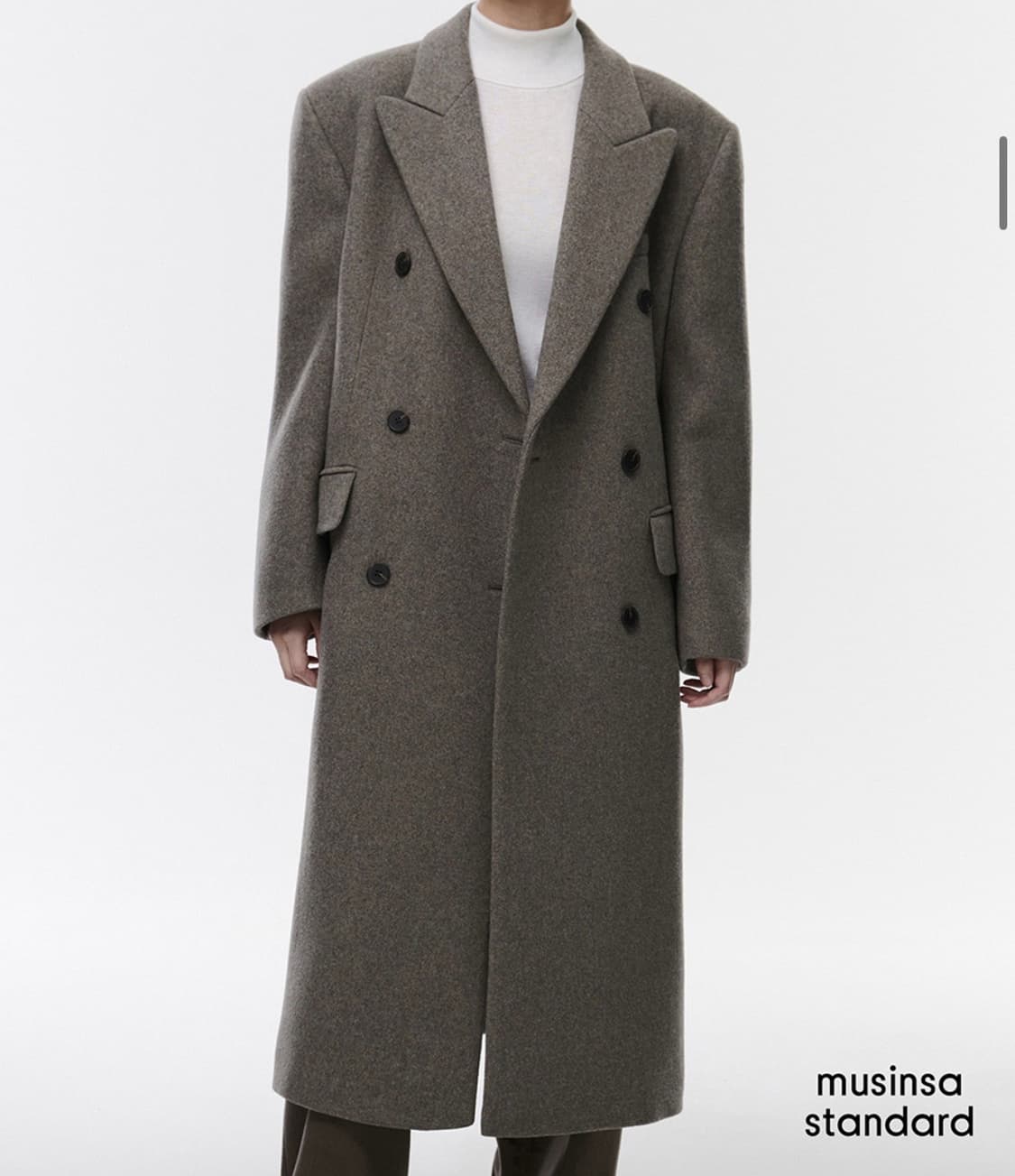 무신사 스탠다드 여성 울 블렌드 오버 숄더 더블 코트 S 상품이미지3