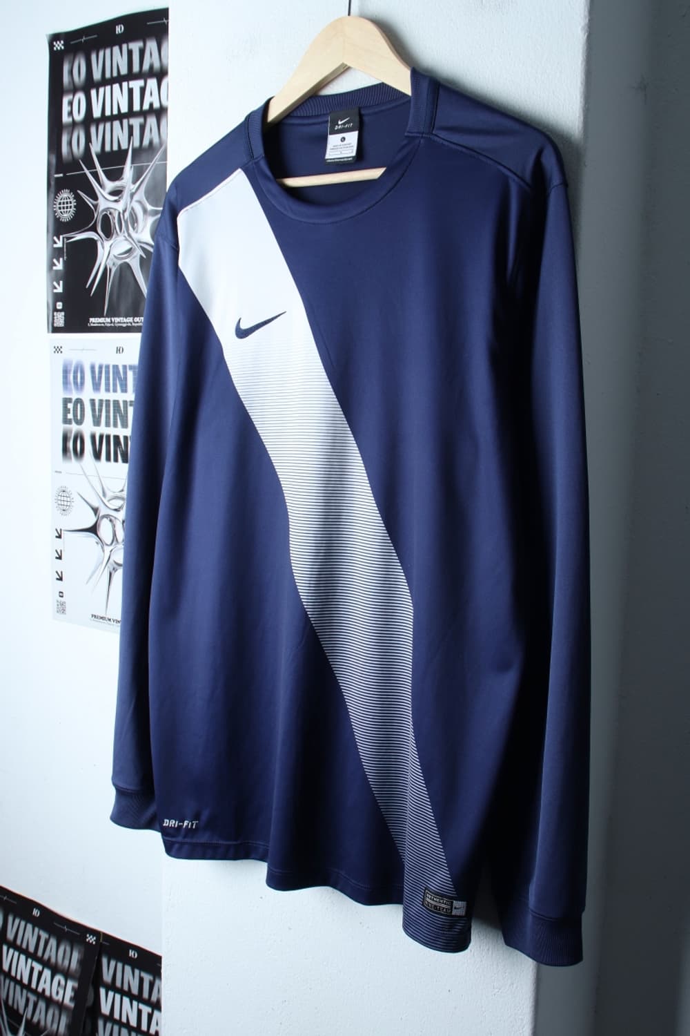 (L-XL) 나이키 긴팔티셔츠 유니폼 기능성 네이비 올드스쿨-H31762 상품이미지1