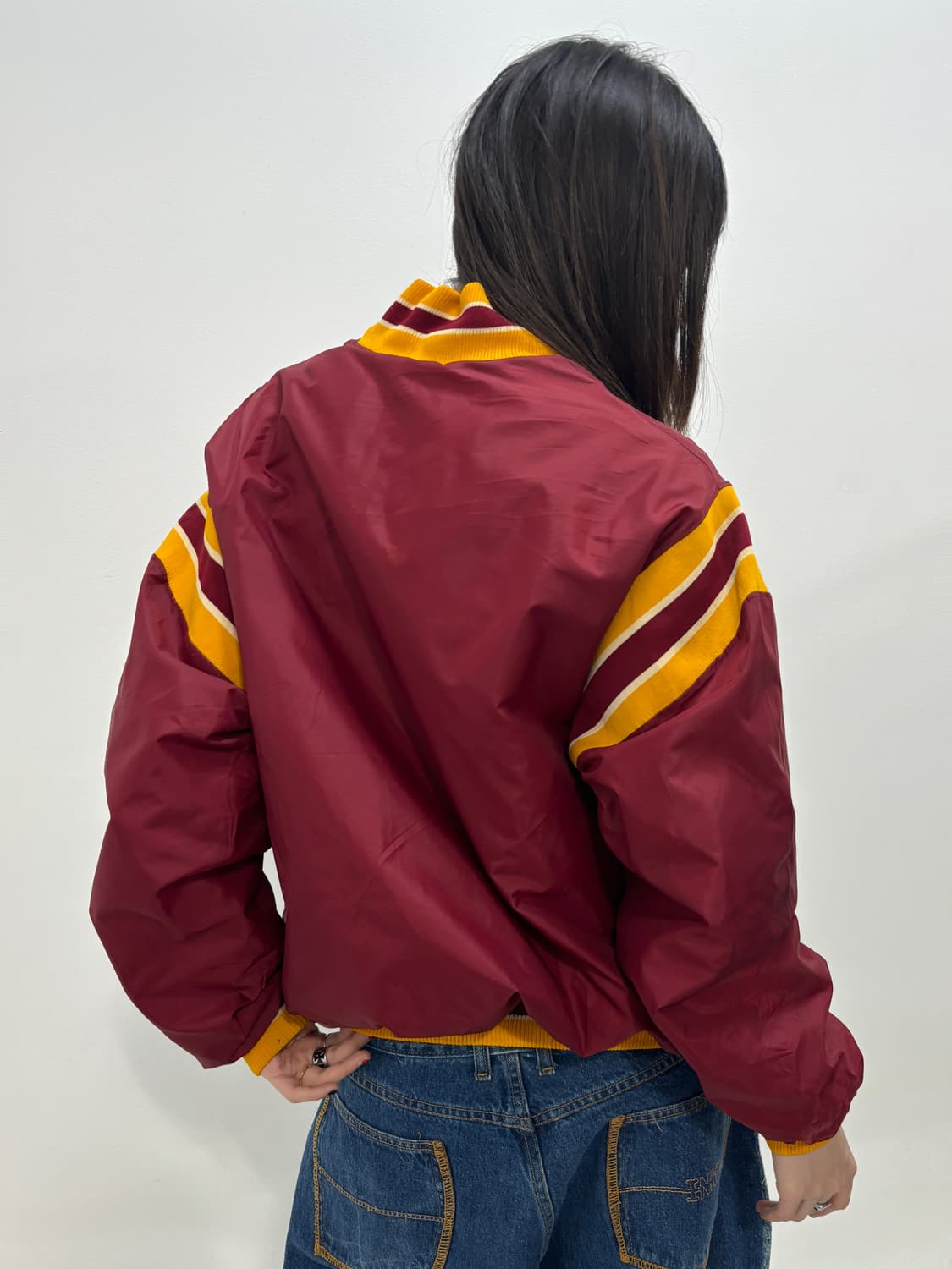 00s 올트스쿨 와인&옐로우 스타디움 반집업아노랏 엑라 상품이미지4