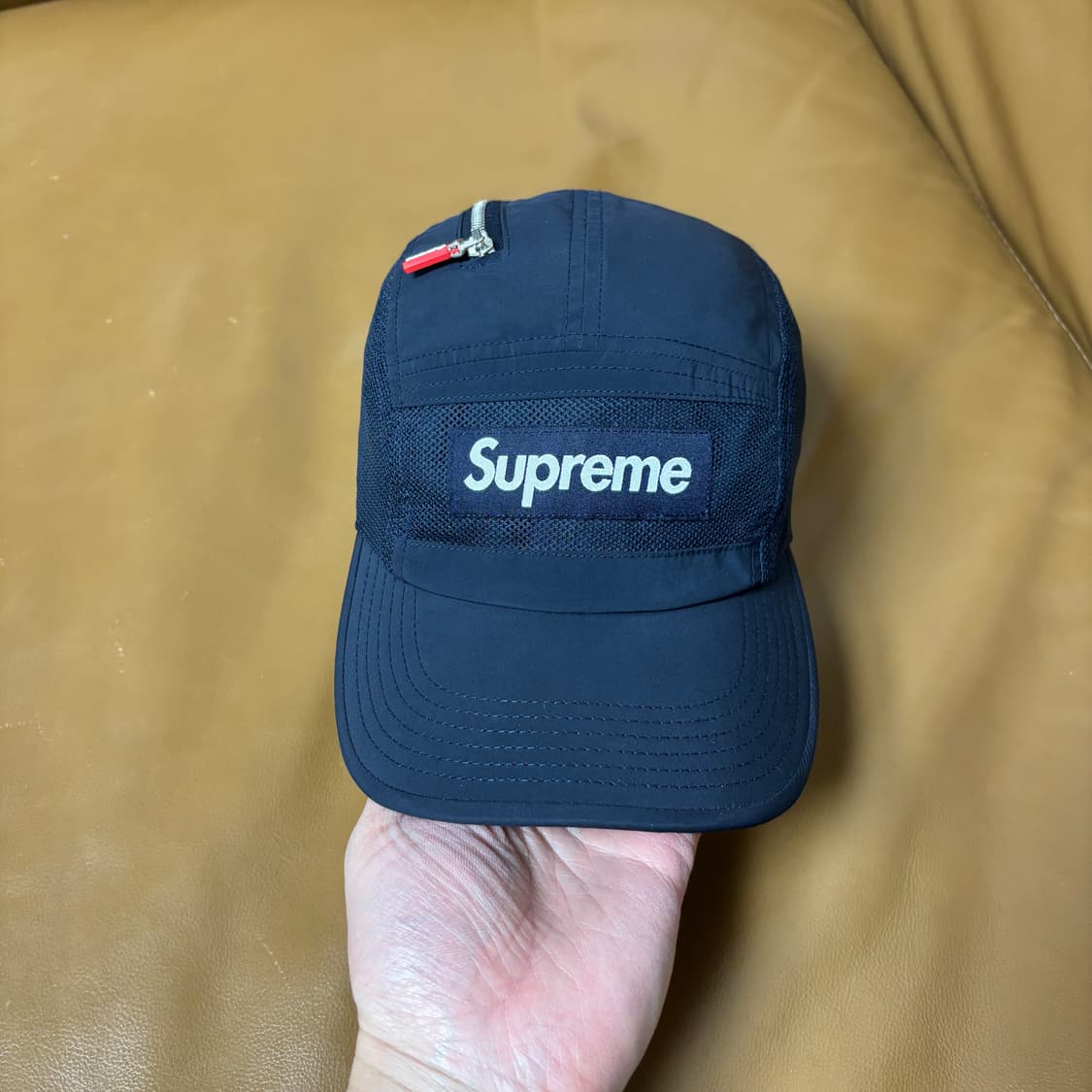 슈프림 캠프캡 모자 박스로고 집 메쉬 네이비 상품이미지2