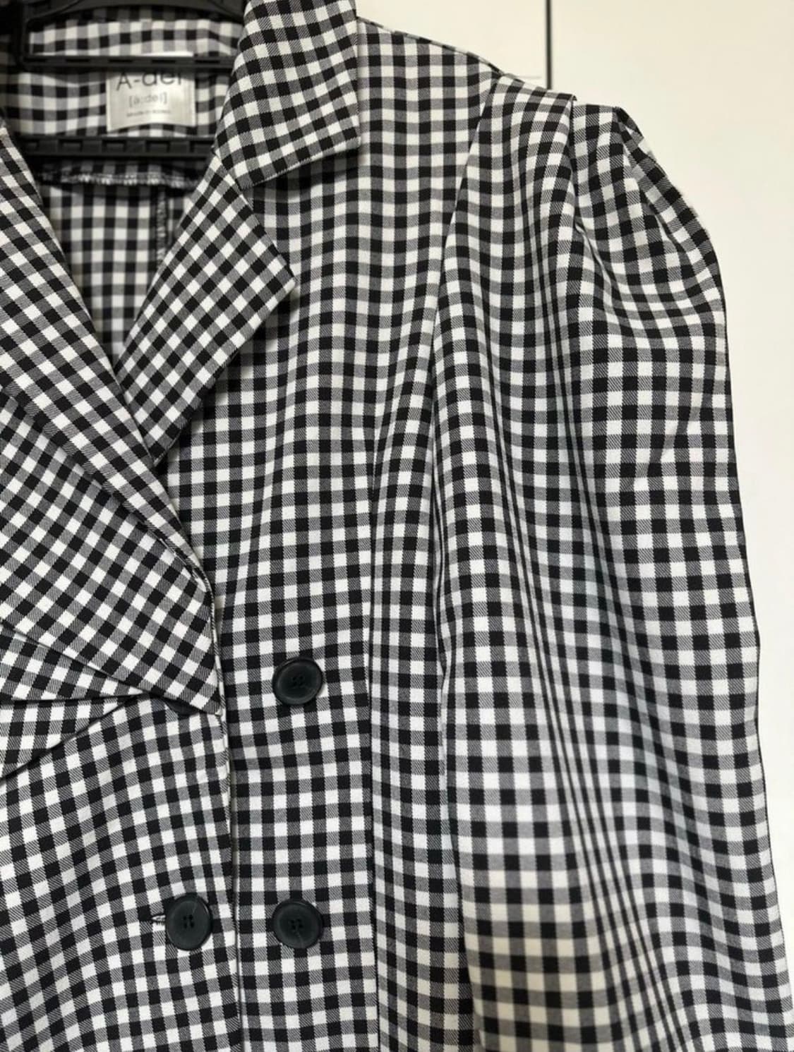 A-del 체크 원피스겸 자켓 블랙 화이트  상품이미지6