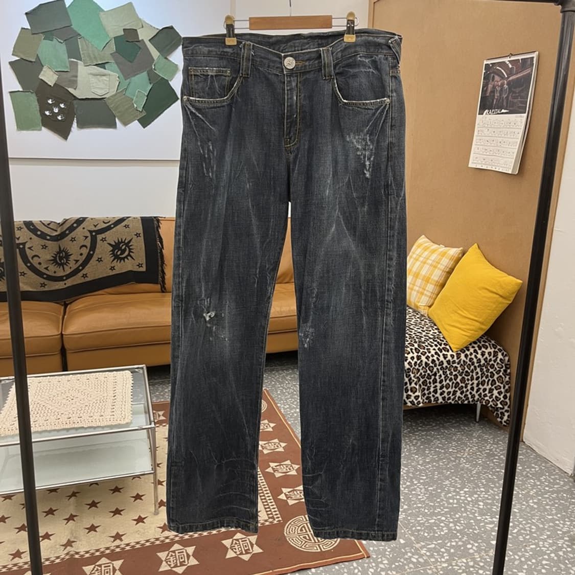 에비수 펑크 키치 하운드체크 포켓 데님팬츠 36인치 C09882 상품이미지3