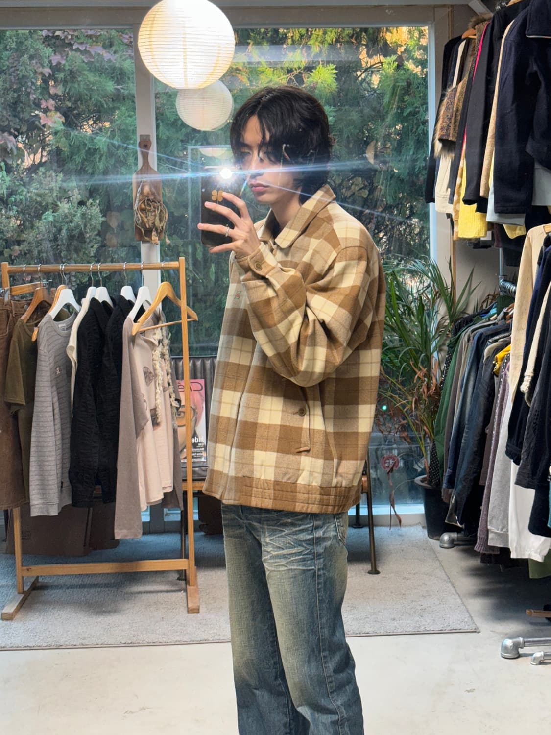 빈티지 체크 울 봄버자켓 상품이미지3