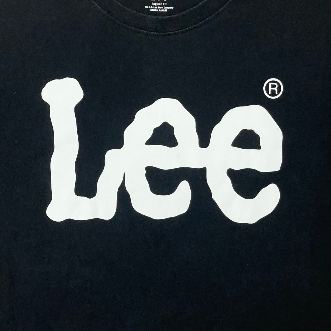 리 LEE 스펠로고 블랙 레귤러핏 반팔티셔츠 남성S 상품이미지3