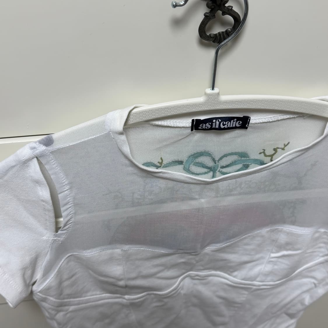 애즈이프캘리 corset mesh T-SHIRT whithe 상품이미지3