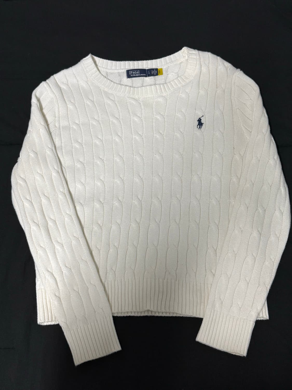 (매장판) POLO 폴로 크롭 화이트 케이블 니트 L 상품이미지2