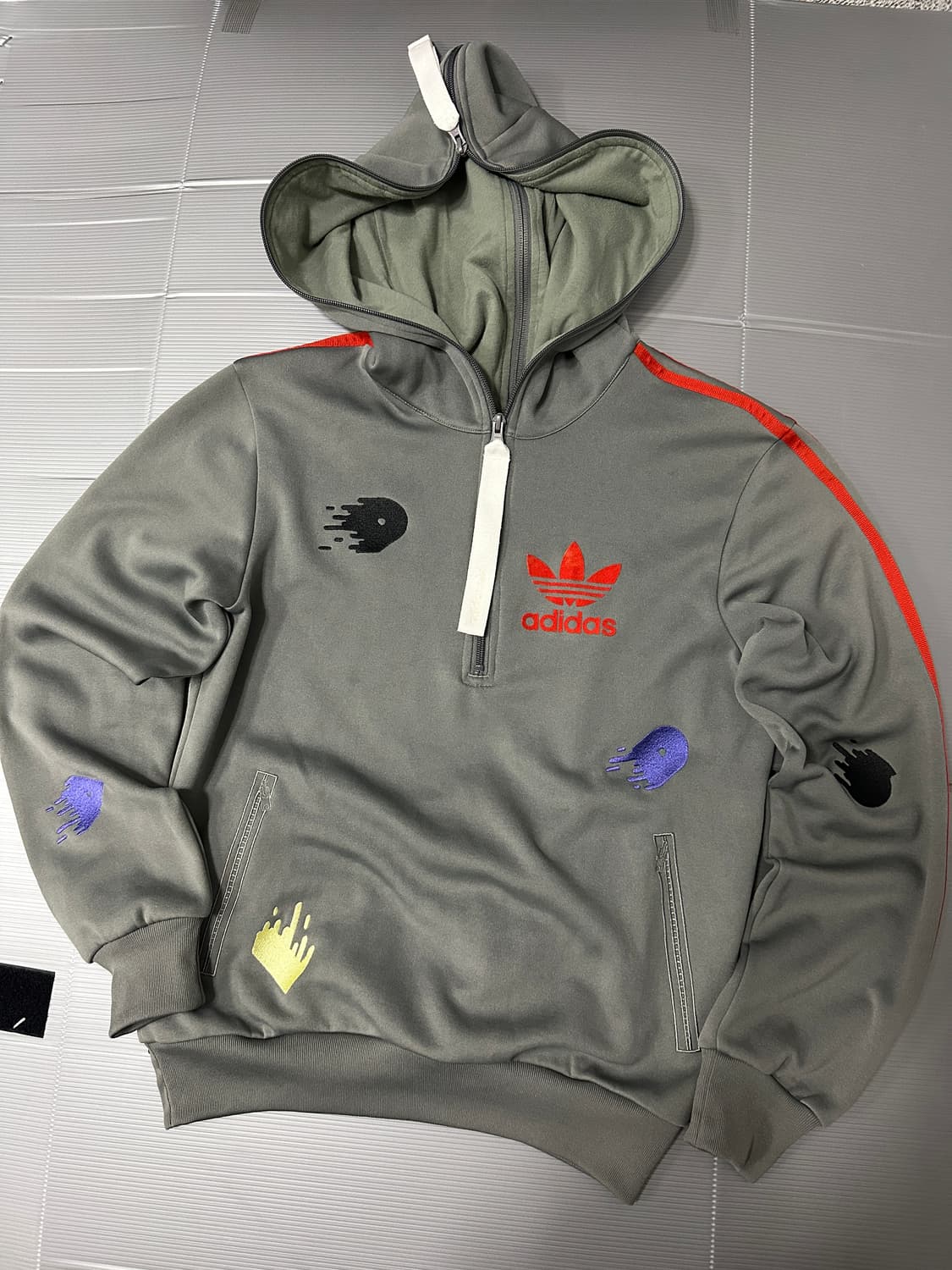 아디다스 양면 후드 반집업 아노락 져지 그레이 90 상품이미지7