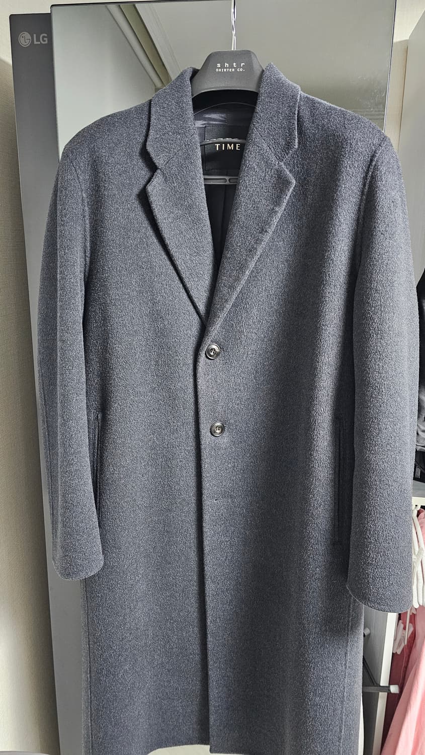 24FW 타임옴므 캐시미어 블렌드 싱글코트 차콜 100사이즈 상품이미지2