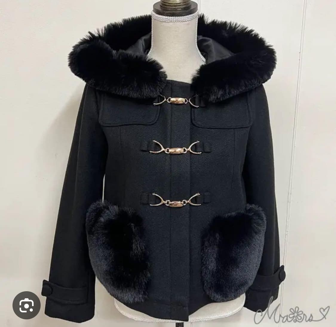 마즈 숏 퍼 코트 자켓 버클 블랙 지뢰계 양산형 상품이미지1