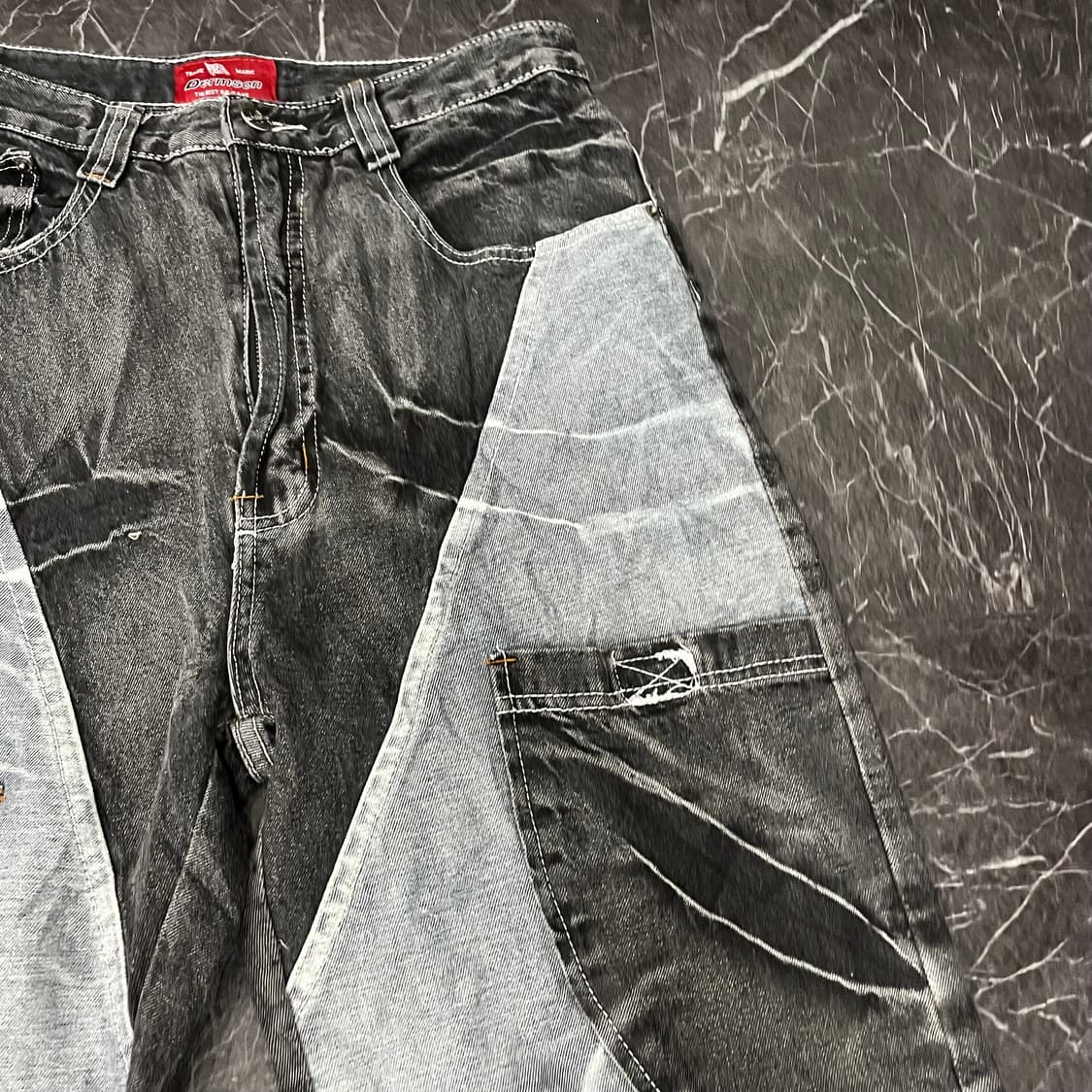 Dermson 흑청 패치워크 와이드 데님 팬츠 상품이미지8