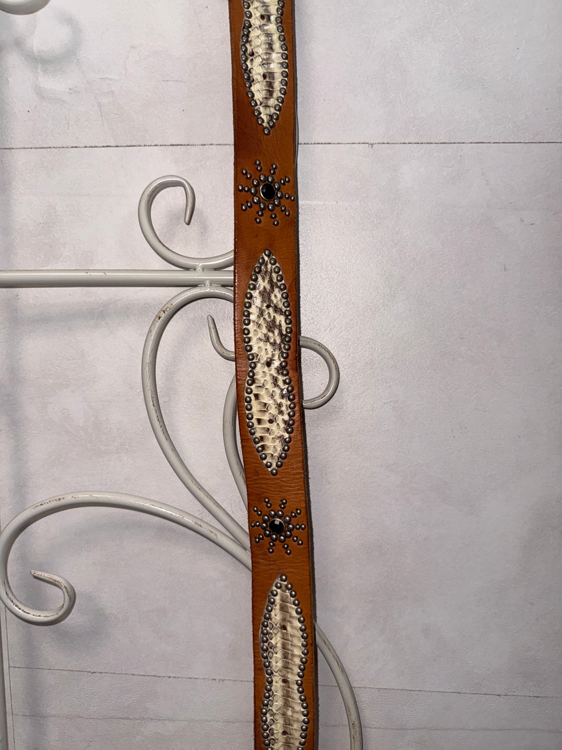 Brown western stud python leather belt 상품이미지6