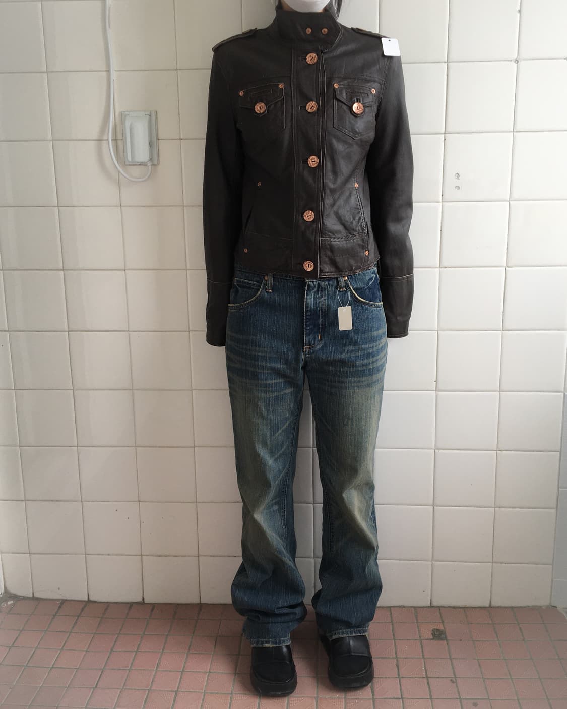 High neck button point lamb leather jack 상품이미지4