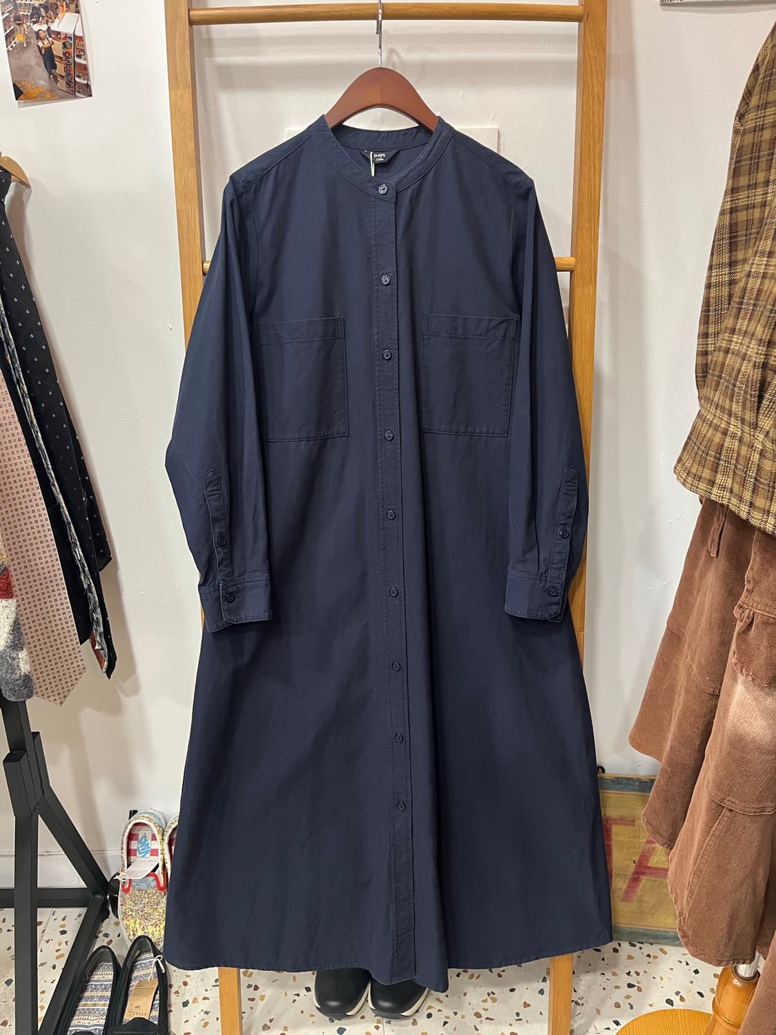 SHIPS 네이비 롱 셔츠 원피스 상품이미지1