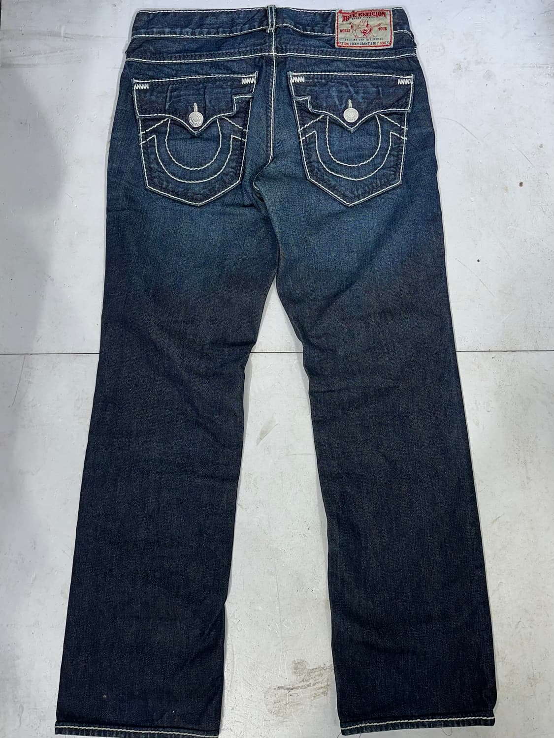 트루 릴리전 리키 자이언트 빅 T 자수 빅로고 와이드 데님 팬츠 청바지 상품이미지5