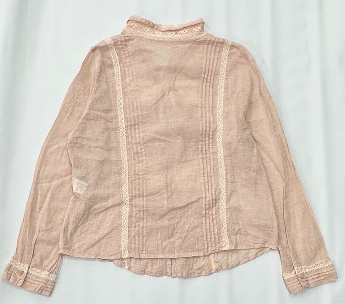 🍑피치맛 레이스 코튼 블라우스🍑양산형 모리걸 그런지 에스닉 핑크  상품이미지4