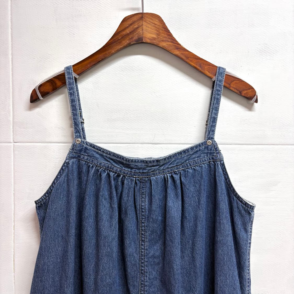 데님 모리걸 청멜빵 포켓 미디 원피스  JPN 상품이미지5