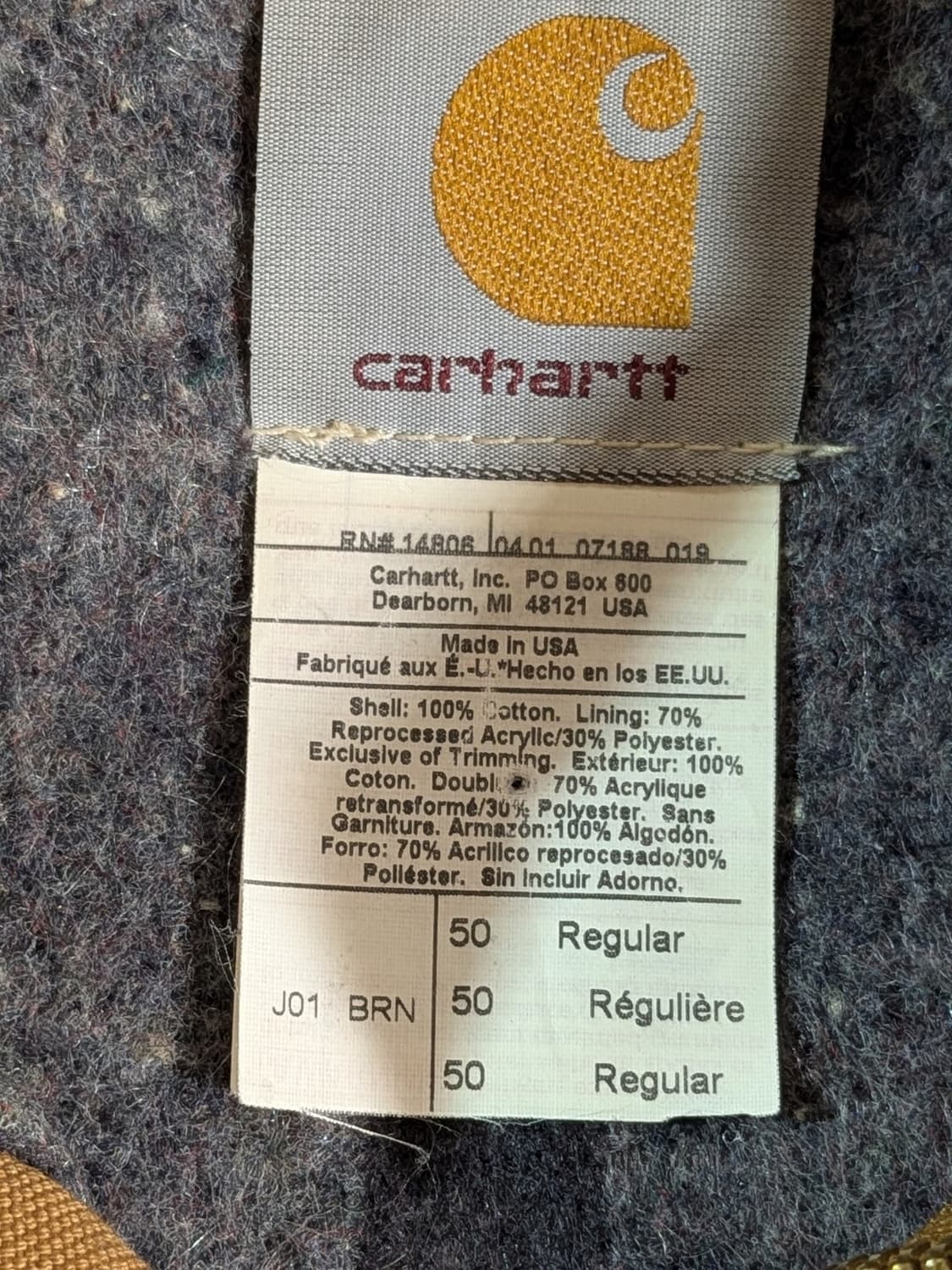 칼하트 J01 디트로이트 커스텀 자켓 브라운 상품이미지5