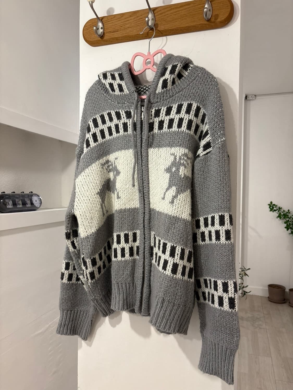 빈티지 노르딕 코위찬 니트 후드집업 상품이미지4