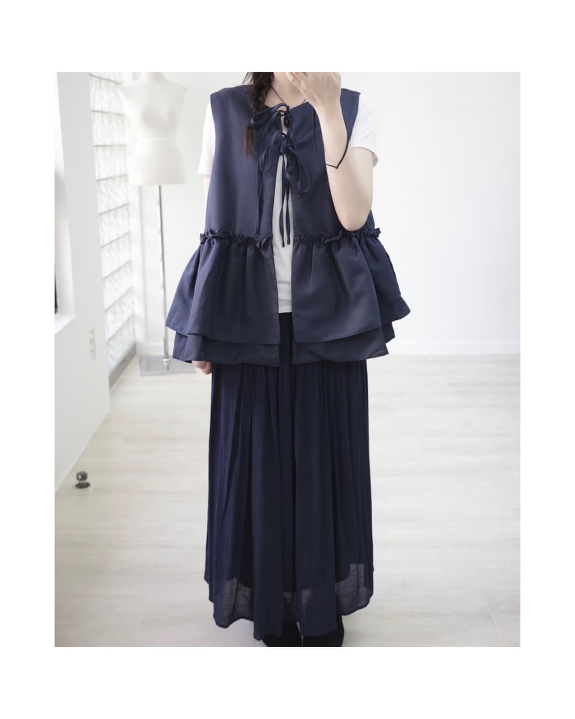 Friful navy frill vest 상품이미지1