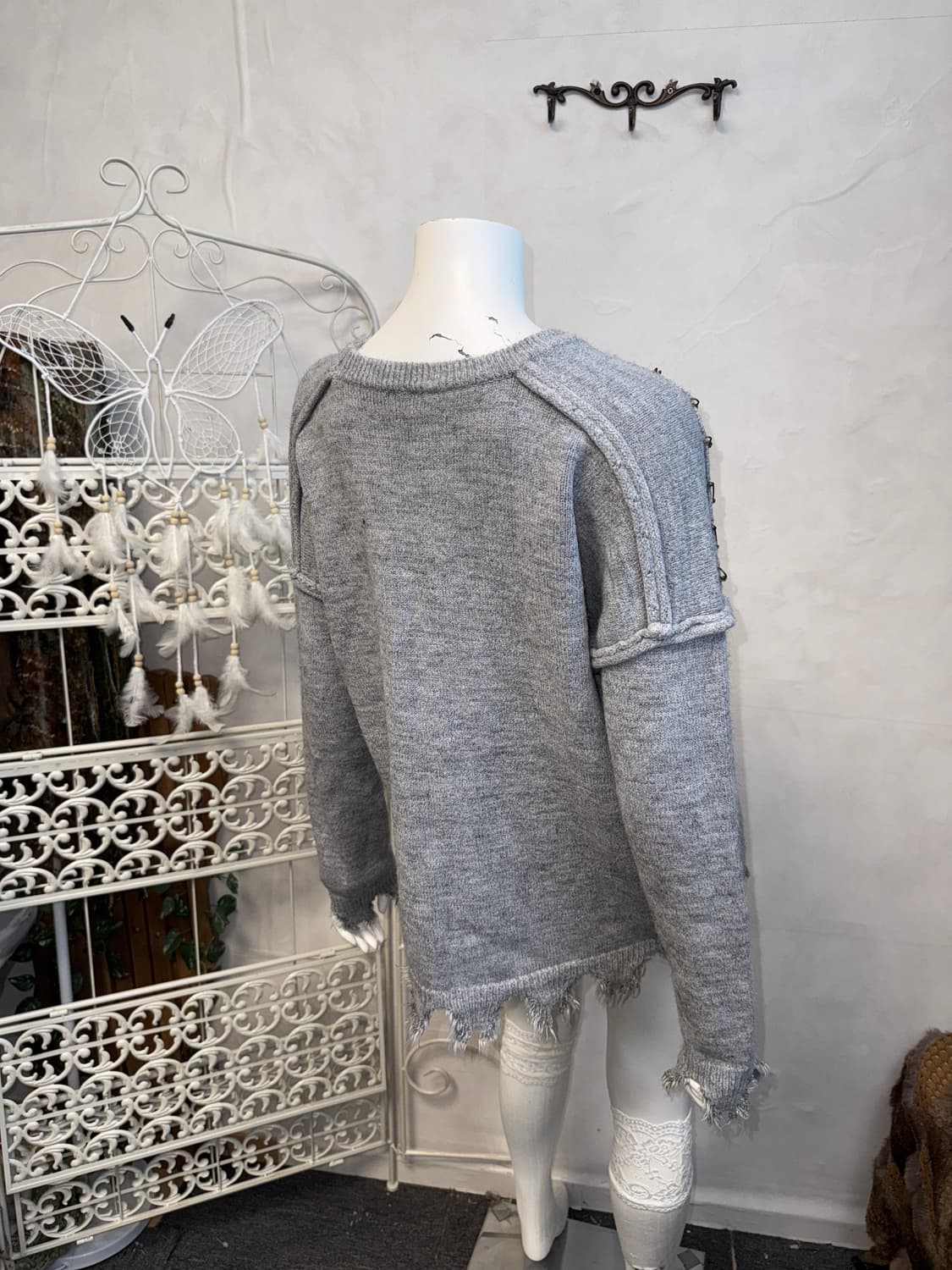 Gray grunge damage destroyed knit 상품이미지6