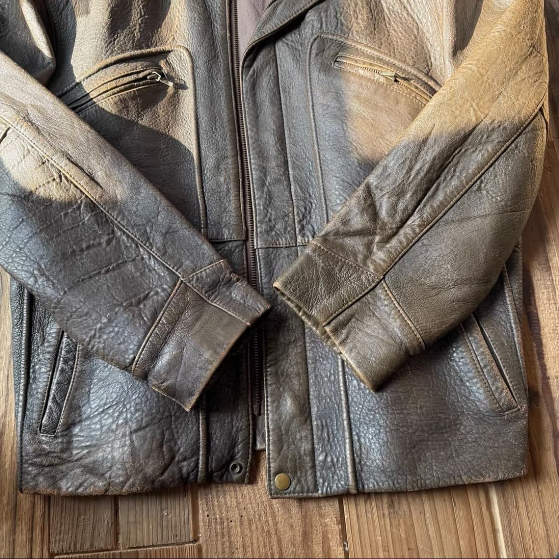 프랑스 빈티지 워싱 램스킨 멘도자 레더 자켓 상품이미지3