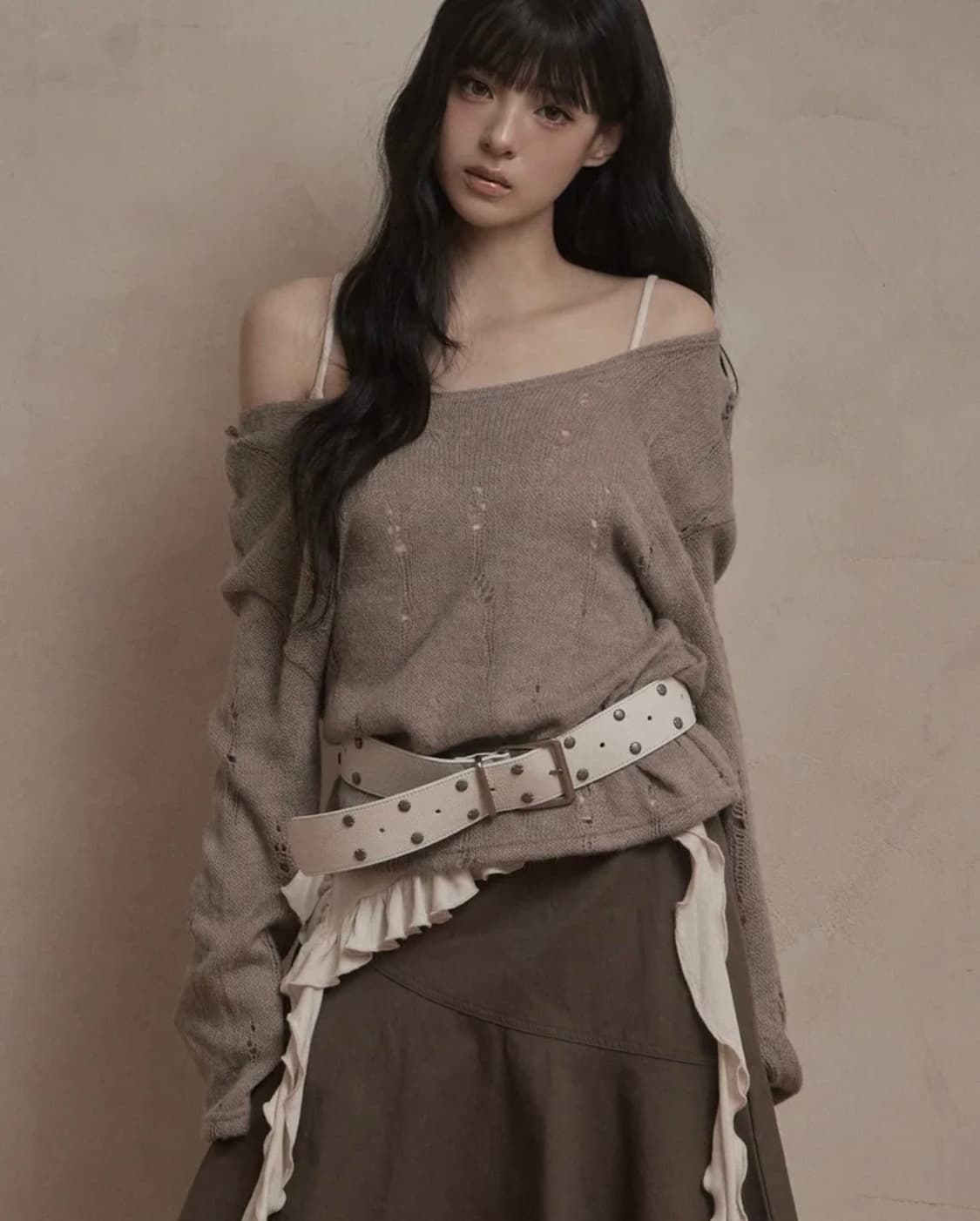 카키포인트 데미지 니트 상품이미지1