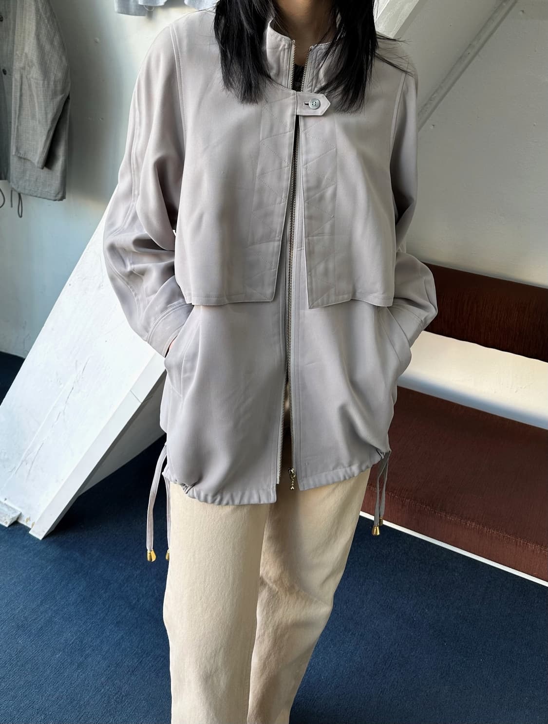 Double layer loose mid jacket 상품이미지5