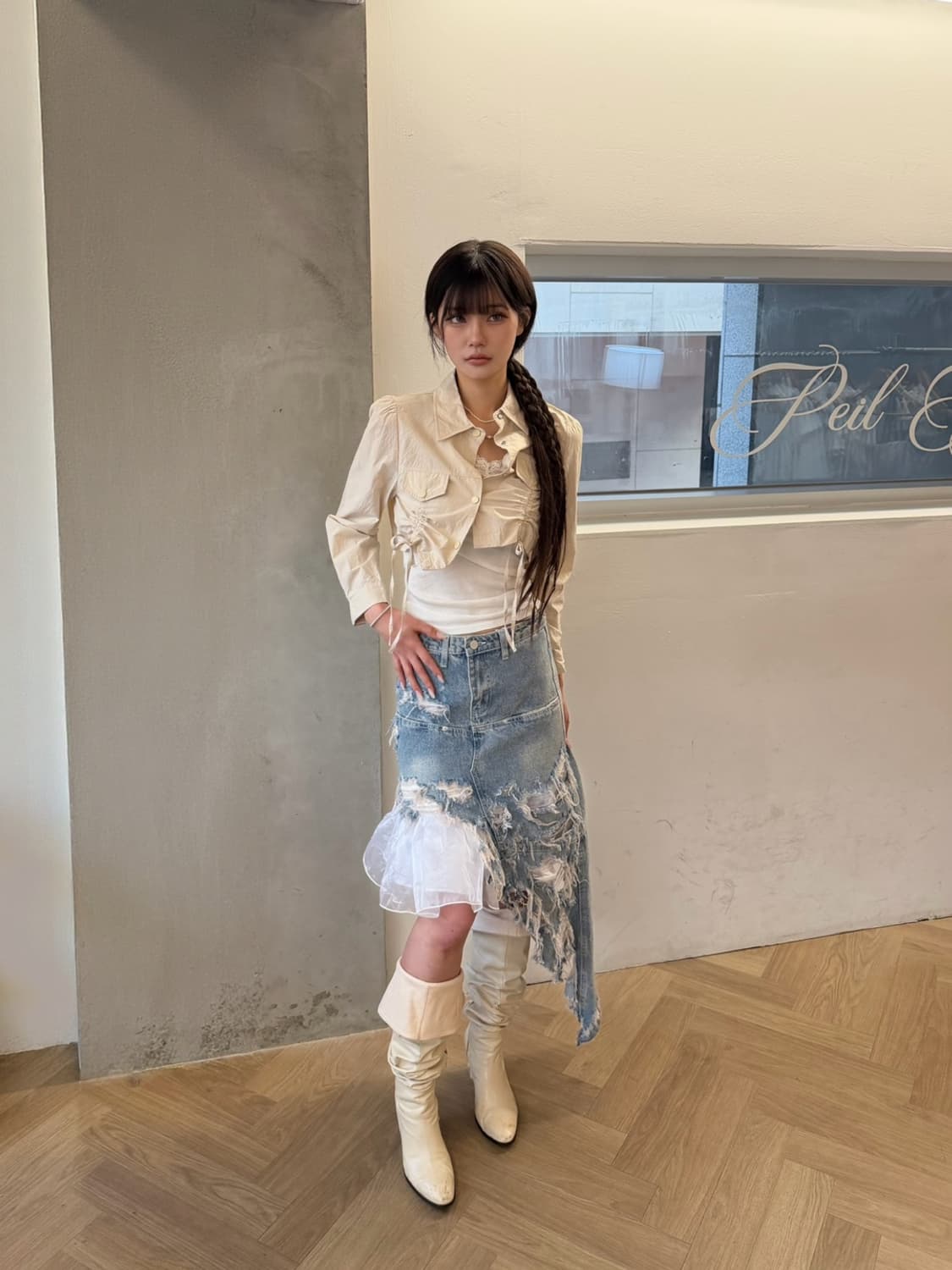 ivory snap crop shirt 상품이미지1